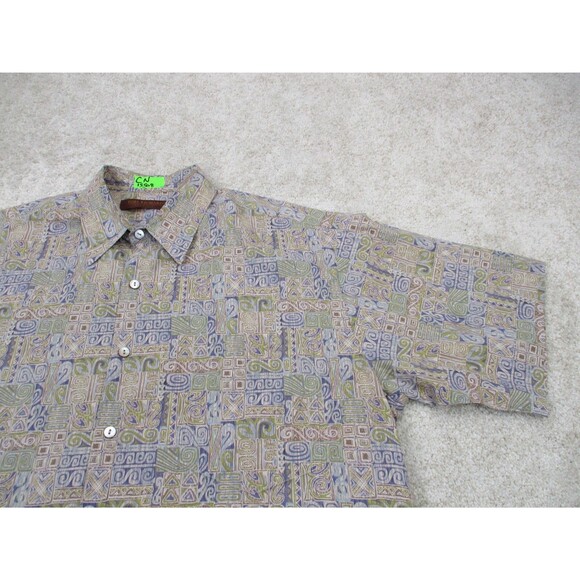 Tori Richard Shirt Mens Large L Blue Graphic Print Hawaiian Cotton Button Up - Picture 3 of 12